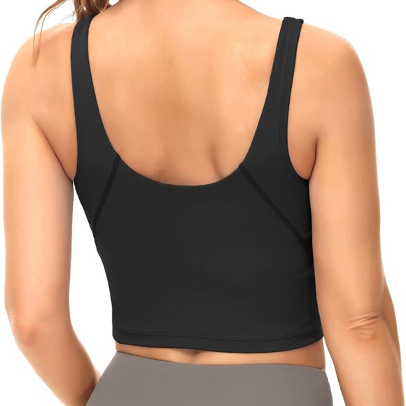 Black Longline Sports Bra Tank Top with padding - Small - Picture 2 of 4
